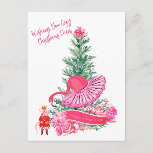Flamingo Nutcracker Ballet Custom Christmas Postkarte (Vorderseite)
