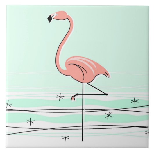 Flamingo Ocean Aqua drehe Fliesen (Vorderseite)