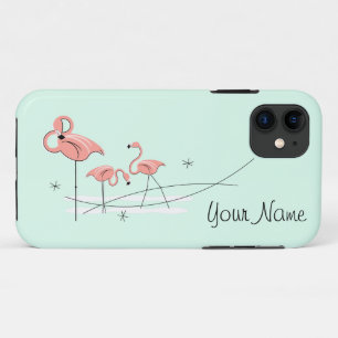 Flamingo Ocean Aqua Trio "Name" iPhone Fall Case-Mate iPhone Hülle