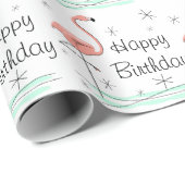 Flamingo Ocean 'Happy Birthday' Geschenkpapier (Rolleneckpunkt)