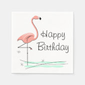 Flamingo Ocean Happy Birthday Papier Napkins Serviette (Vorderseite)