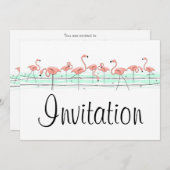 Flamingo Ocean Line Einladung (Vorne/Hinten)