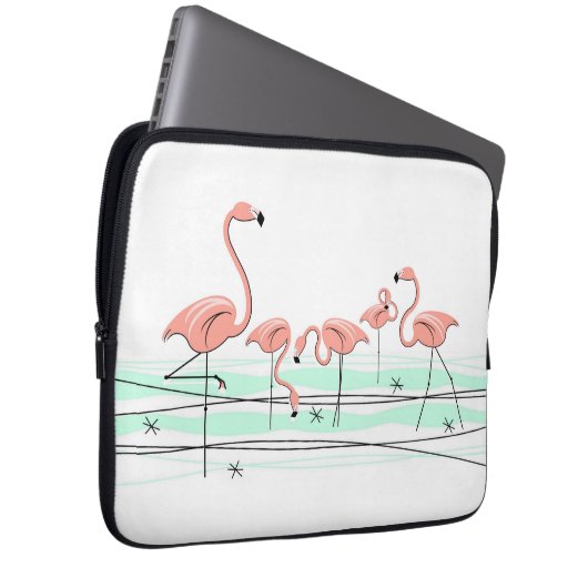 Flamingo Ocean Line Laptop-Ärmel Laptopschutzhülle (Vorne Rechts)