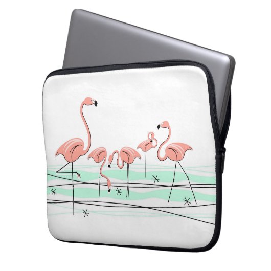 Flamingo Ocean Line Laptop-Ärmel Laptopschutzhülle (Vorderseite Links)