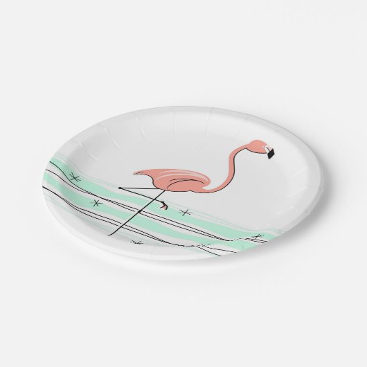 Flamingo Ocean Papierplatte Pappteller (Schrägansicht)
