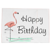 Flamingo Ocean Side Happy Birthday groß Große Geschenktüte (Rückseite)