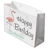 Flamingo Ocean Side Happy Birthday groß Große Geschenktüte (Rückseite Schrägansicht)