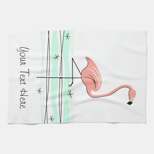 Flamingo Ocean Text Küchentuch (Horizontal)