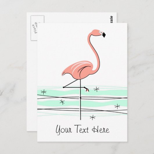 Flamingo Ocean Text Postkarte (Vorne/Hinten)