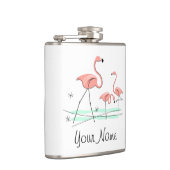 Flamingo Ocean Trio 2 Name umhüllte Flasche Flachmann (Rechts)