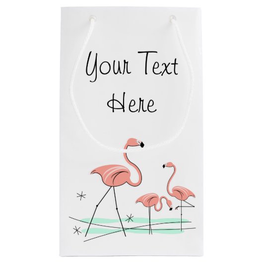 Flamingo Ocean Trio 2 Text Geschenktasche klein Kleine Geschenktüte (Rückseite)