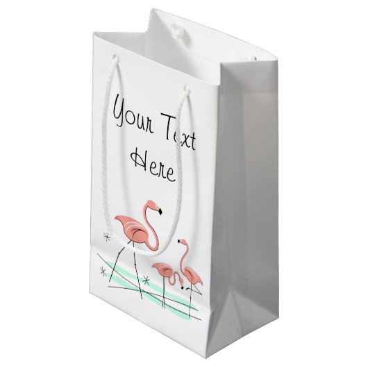 Flamingo Ocean Trio 2 Text Geschenktasche klein Kleine Geschenktüte (Vorderseite Schrägansicht)