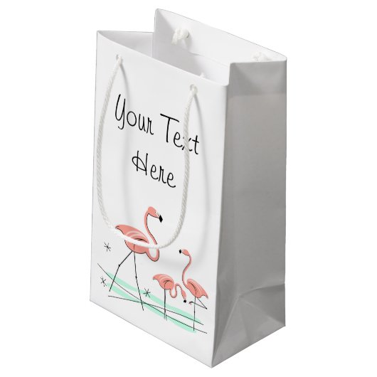 Flamingo Ocean Trio 2 Text Geschenktasche klein Kleine Geschenktüte (Rückseite Schrägansicht)