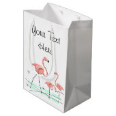 Flamingo Ocean Trio 2 Text Geschenktasche Medium Mittlere Geschenktüte (Rückseite Schrägansicht)