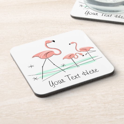 Flamingo Ocean Trio 2 Text Untersetzer aus Kunstst (Linke Seite)