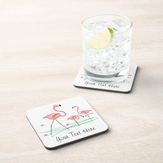Flamingo Ocean Trio 2 Text Untersetzer aus Kunstst (Rechte Seite)