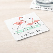 Flamingo Ocean Trio 2 Text-Untersetzer Rechteckiger Pappuntersetzer (angewinkelt)
