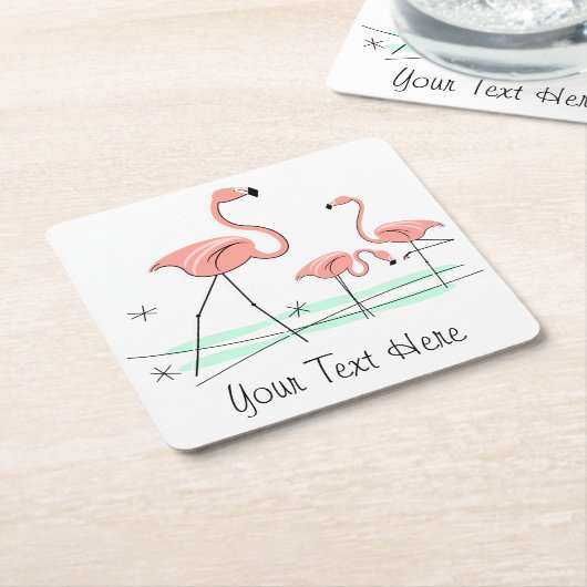 Flamingo Ocean Trio 2 Text-Untersetzer Rechteckiger Pappuntersetzer (angewinkelt)