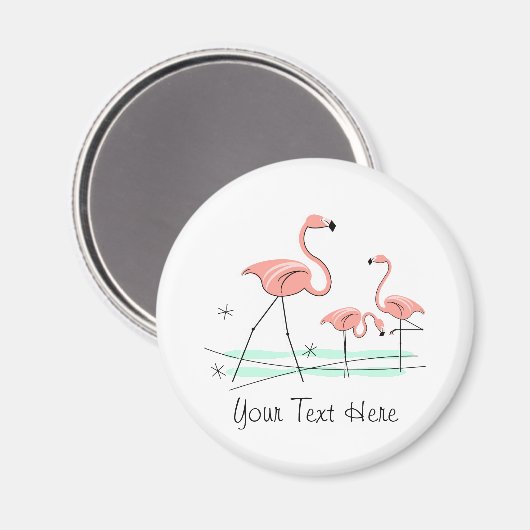 Flamingo Ocean Trio 2 Textmagnet Magnet (Vorderseite/Rückseite)