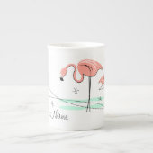 Flamingo Ocean Trio 3 Name Knochen China Tasse (Vorderseite)