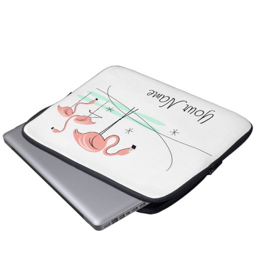 Flamingo Ocean Trio 3 Name Laptop-Hülle Laptopschutzhülle (Vorne Knopf)