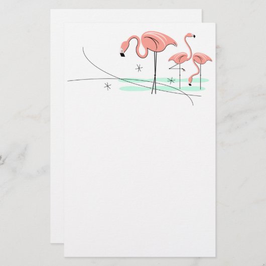 Flamingo Ocean Trio 3 Schreibwaren Briefpapier (Vorne/Hinten)