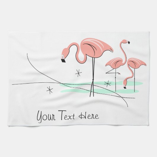 Flamingo Ocean Trio 3 Text Küchentuch (Horizontal)