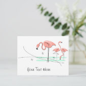 Flamingo Ocean Trio 3 Text Postkarte (Stehend Vorderseite)