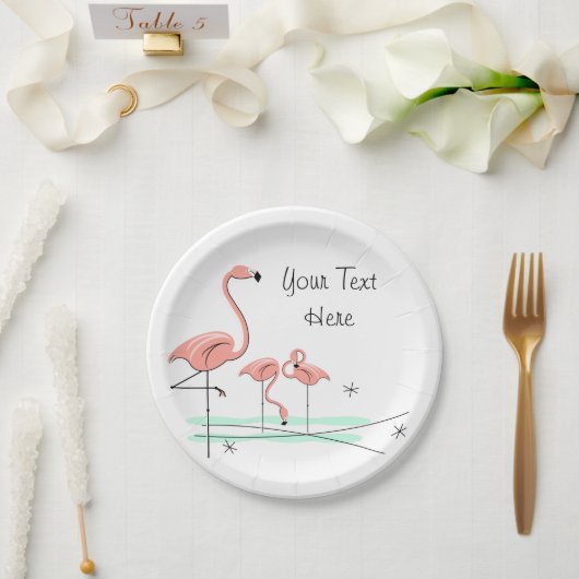 Flamingo Ocean Trio 4 Papierplatte Pappteller (Hochzeit)