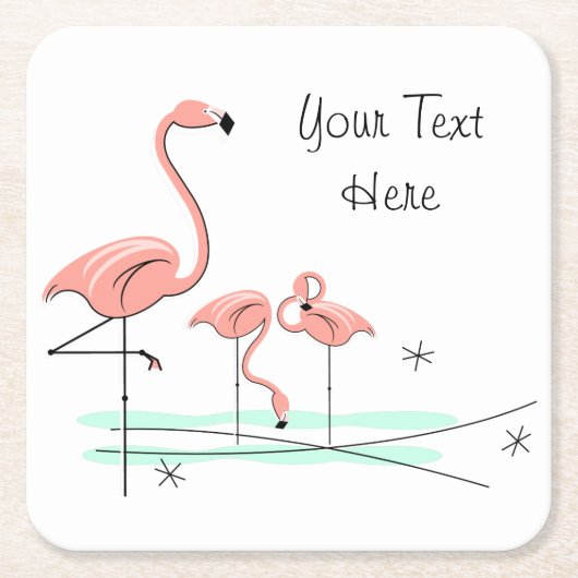 Flamingo Ocean Trio 4 Text-Untersetzer Rechteckiger Pappuntersetzer (Vorderseite)
