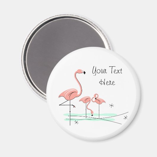Flamingo Ocean Trio 4 Textmagnet Magnet (Vorderseite/Rückseite)