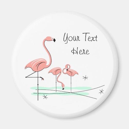Flamingo Ocean Trio 4 Textmagnet Magnet (Vorne)