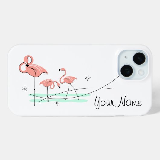 Flamingo Ocean Trio "Name" iPhone Fall Case-Mate iPhone Hülle (Rückseite (Horizontal))