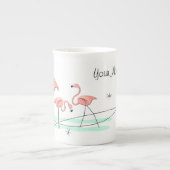 Flamingo Ocean Trio Name Knochen China Tasse (Vorderseite)