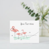 Flamingo Ocean Trio Text Postkarte (Stehend Vorderseite)