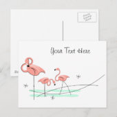 Flamingo Ocean Trio Text Postkarte (Vorne/Hinten)
