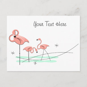 Flamingo Ocean Trio Text Postkarte