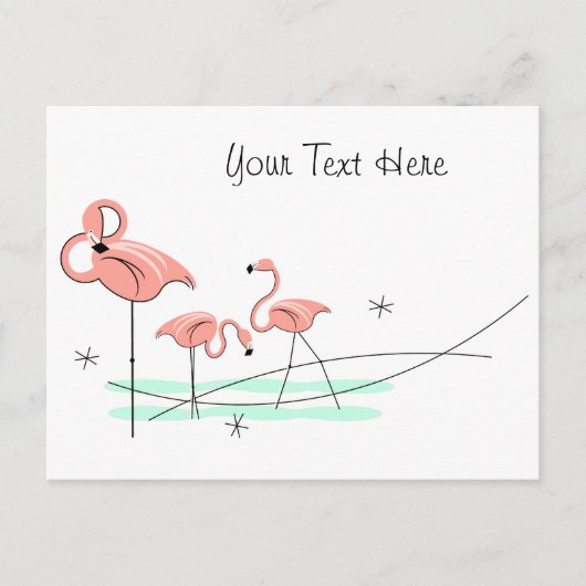 Flamingo Ocean Trio Text Postkarte (Vorderseite)