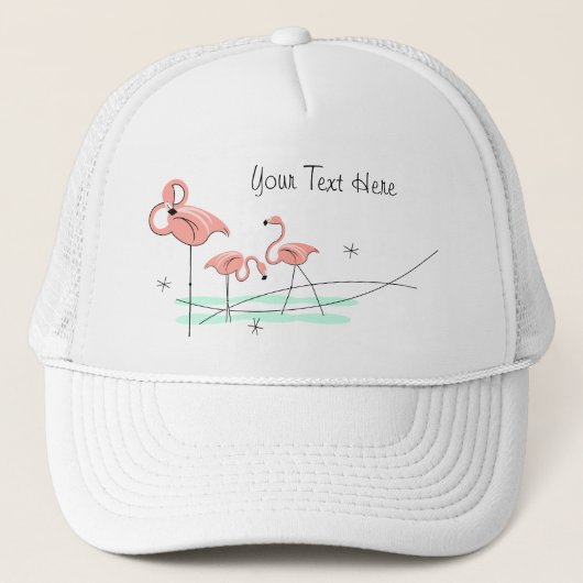 Flamingo Ocean Trio 'Text' Trucker hat Truckerkappe (Vorderseite)