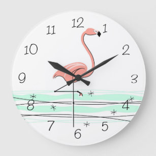 Flamingo Ocean Uhrennummern rund Große Wanduhr