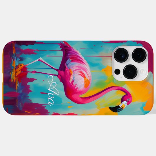 Flamingo Oil Painting Artwork Personalisiert Case-Mate iPhone Hülle (Rückseite (Horizontal))