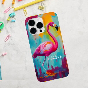 Flamingo Oil Painting Artwork Personalisiert Case-Mate iPhone 14 Pro Max Hülle