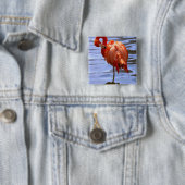 Flamingo on leg in water button (Beispiel)