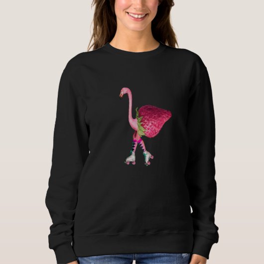 Flamingo on roller skates modern artwork sweatshirt (Vorderseite)