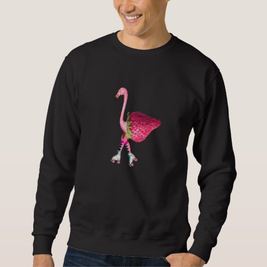 Flamingo on roller skates modern artwork sweatshirt (Vorderseite)