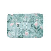 Flamingo Orchid Tropical Pattern Aquamarin ID868 Badematte (Vorderseite)