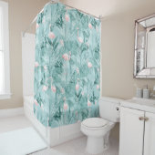 Flamingo Orchid Tropical Pattern Aquamarin ID868 Duschvorhang (Beispiel)