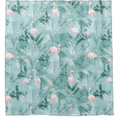 Flamingo Orchid Tropical Pattern Aquamarin ID868 Duschvorhang (Vorderseite)
