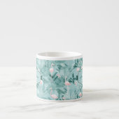 Flamingo Orchid Tropical Pattern Aquamarin ID868 Espressotasse (Vorderseite)