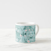 Flamingo Orchid Tropical Pattern Aquamarin ID868 Espressotasse (Vorderseite Rechts)